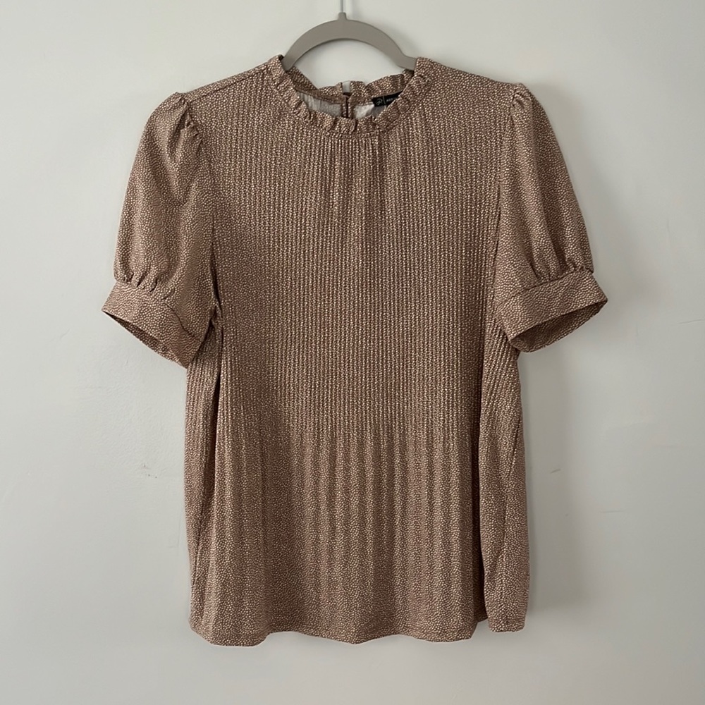 Ruffle Neck Pleated Blouse